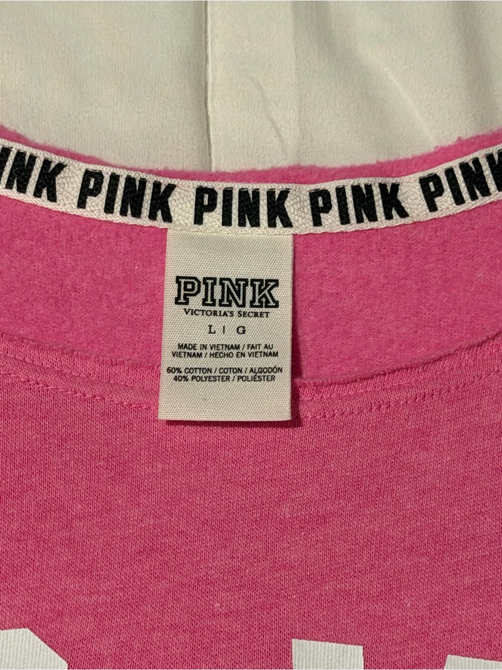 Victoria's Secret PINK Bright Pink "LOVE PINK" Pullover Sweatshirt - Picture 2 of 6